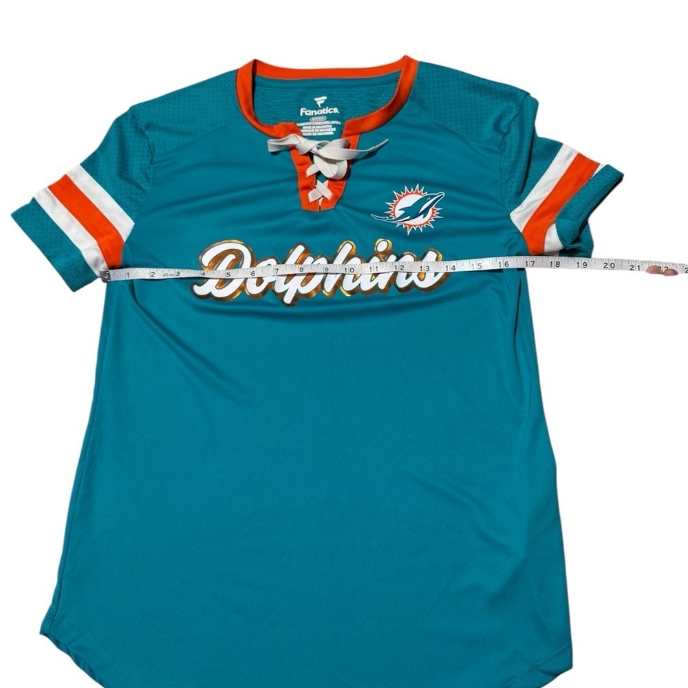 Miami Dolphins Women’s Lace-Up Jersey Top Fanatics Teal Size Small